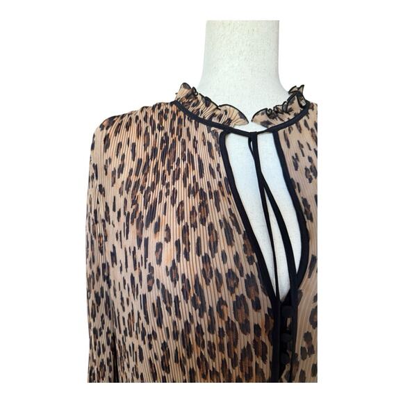 Veronica Beard Luvie Leopard Print Pleated Crepe Shift Dress Size 10 - Picture 5 of 9